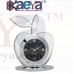 OkaeYa Silver Plated Pen And Visiting Card Holder And Apple Shape Clock And Key Ring (Silver, Pack of 4)